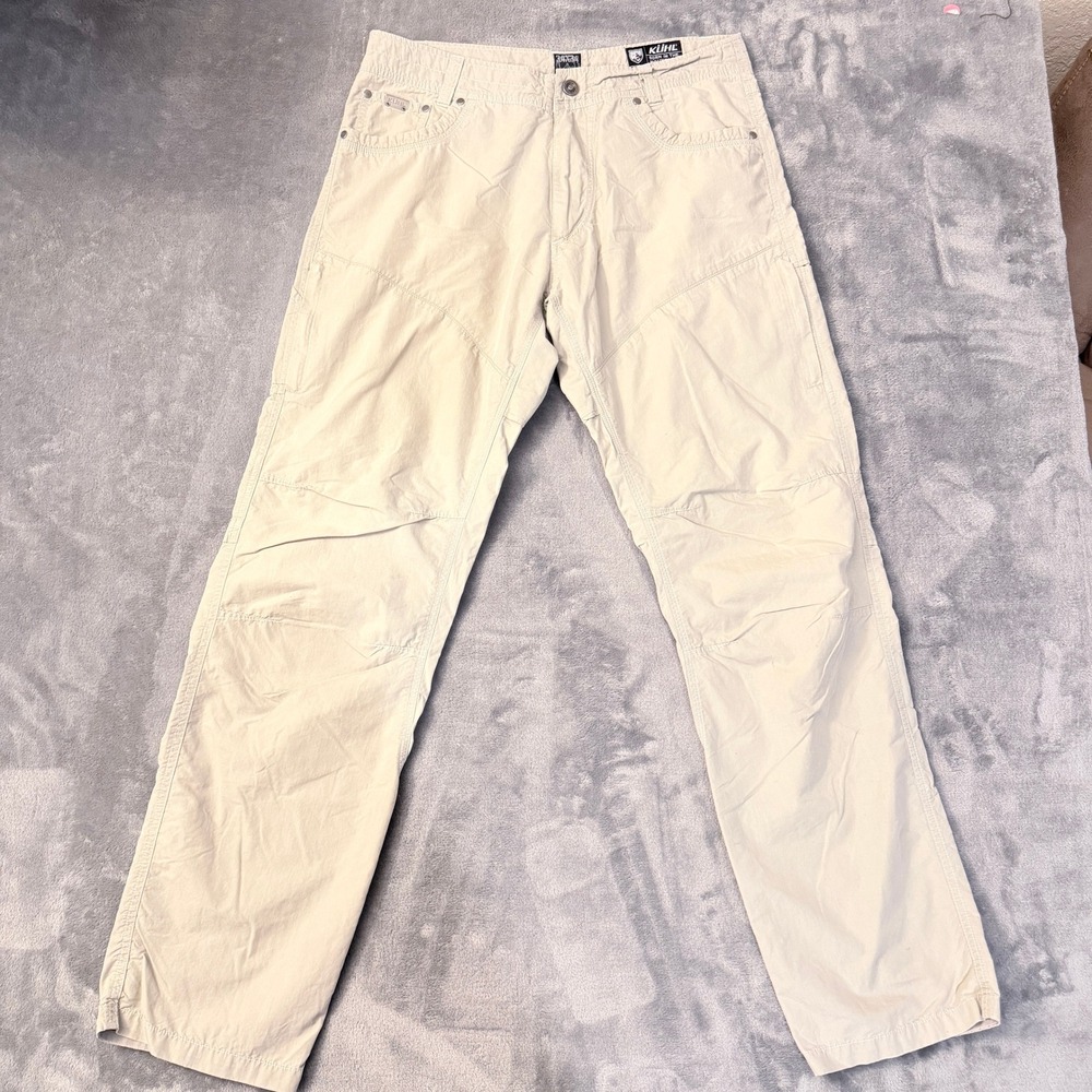 Kuhl Rydr Khaki Tan Outdoor Hiking Pants Mens 34x34 Articulated Knee Lightweight